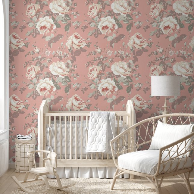 Cute Shabby Chic  Floral Wallpaper (Kids)