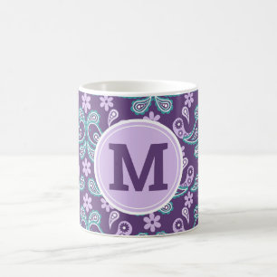 Cute Shabby Chic Purple and blue Paisley Coffee Mug