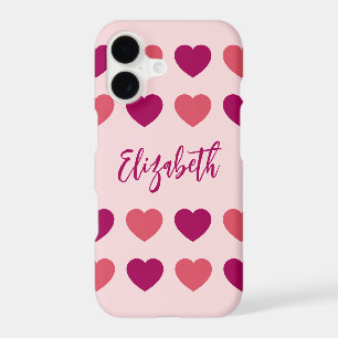 Cute Shades of Pink Hearts Script Cursive Name