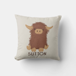 Cute, shaggy Highland cow custom design Cushion