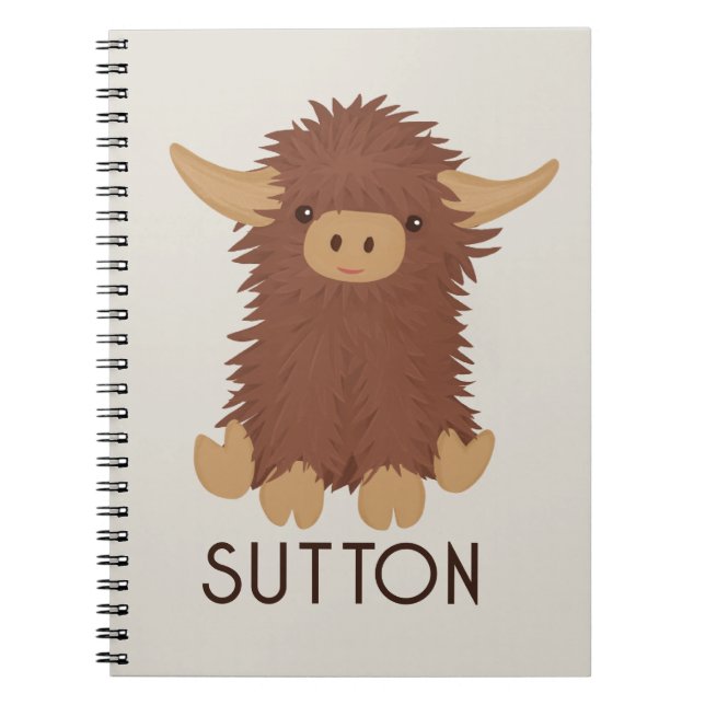 Cute, shaggy Highland cow custom design Notebook (Front)