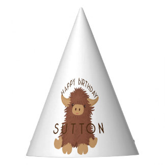 Cute, shaggy Highland cow custom design Party Hat