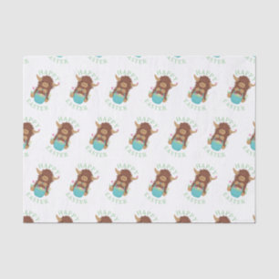 Cute, shaggy Highland cow Easter basket design Tissue Paper