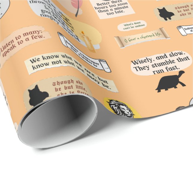 Cute Shakespeare Inspiration Quotes Nerdy Literary Wrapping Paper (Roll Corner)