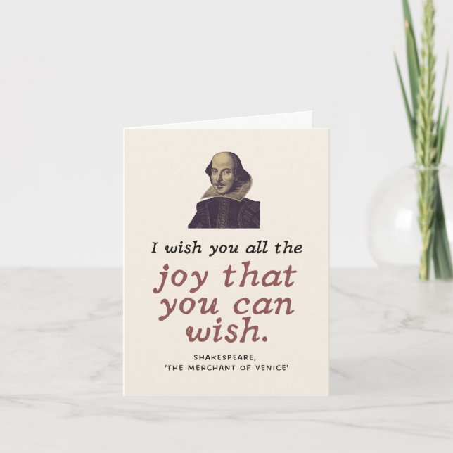 Cute Shakespeare Quote Dark Academia Birthday Card (Front)