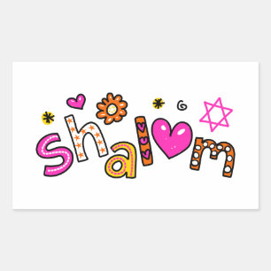 Cute Shalom Greeting Text Expression Rectangular Sticker