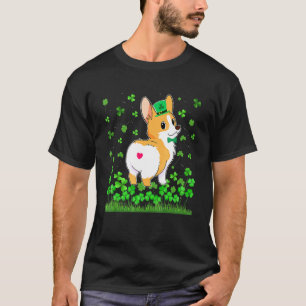 Cute Shamrock Corgi Dog Mum Dad St Patricks Day Ir T-Shirt