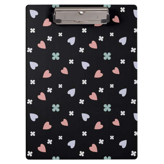 Cute Shamrock Hearts Lucky Love Pattern Clipboard (Front)