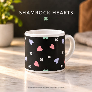 Cute Shamrock Hearts Lucky Love Pattern Espresso Cup