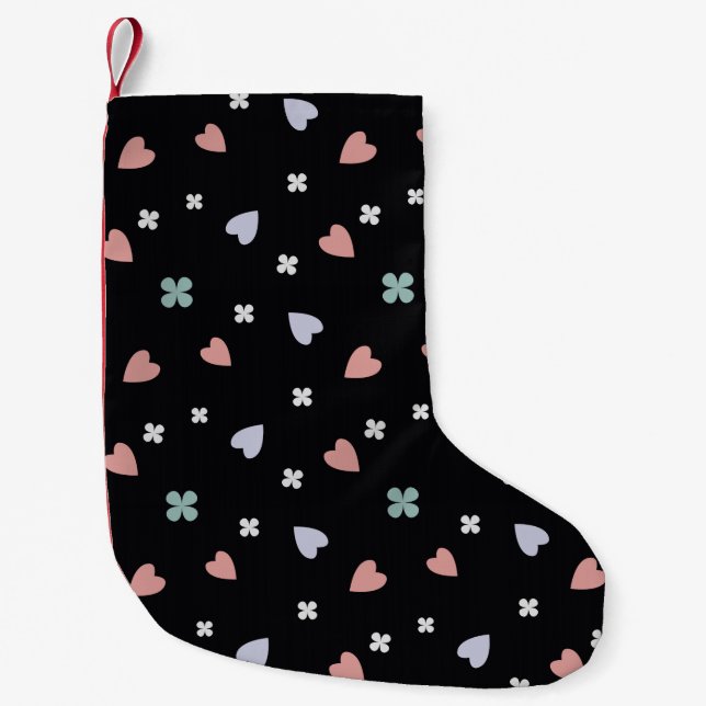 Cute Shamrock Hearts Lucky Love Pattern Small Christmas Stocking (Front)