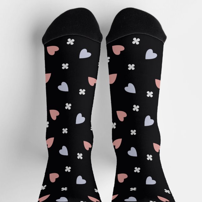Cute Shamrock Hearts Lucky Love Pattern Socks (Top)