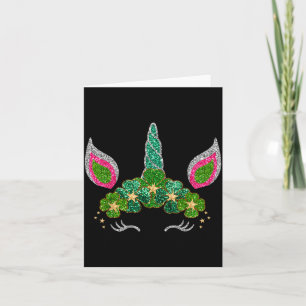Cute Shamrock Irish Unicorn Face Tee St.patrick's Card