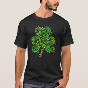 Cute Shamrock Leopard Print St Patricks Day Irish  T-Shirt