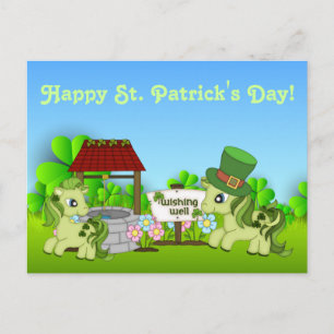 Cute Shamrock Ponies Happy St. Patrick's Day Horse Postcard