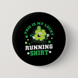 Cute Shamrock Running St Patricks Day Lucky Runnin 6 Cm Round Badge