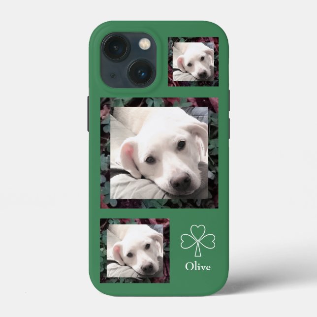 Cute Shamrocks And Clovers Pretty Puppy Green Case (Back)