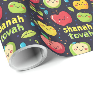 🍎Cute Shanah Tovah with Apples Wrapping Paper