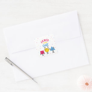 Cute Shapes First Birthday Celebration Square Sticker