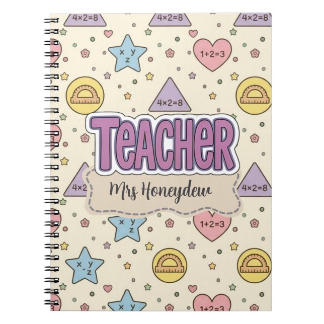 Cute Shapes Teacher School Pattern Notebook (Front)