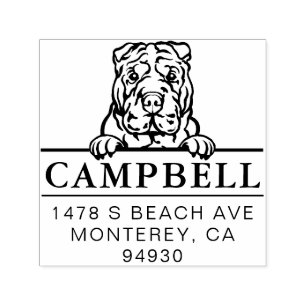 Cute Shar Pei Custom Dog Address Stamp 