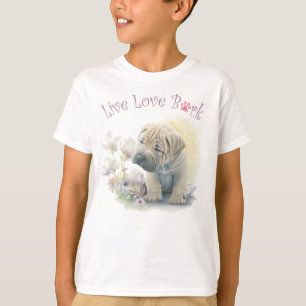 Cute Shar-pei Dog Floral T-Shirt