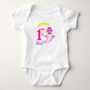 Cute Shark 1st Birthday  Baby Bodysuit