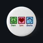 Cute Shark 6 Cm Round Badge<br><div class="desc">This awesome blue shark gift is perfect for a school team with a great white shark mascot. Cool Peace Love Sharks design.</div>