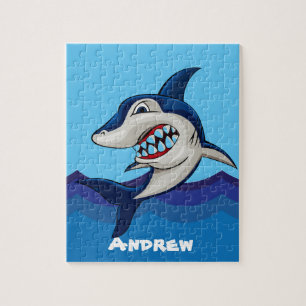 Cute shark add name jigsaw puzzle
