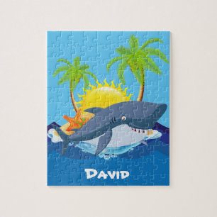 Cute shark add name jigsaw puzzle