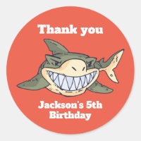 Cute Shark Animal Cartoon Kids Birthday Party