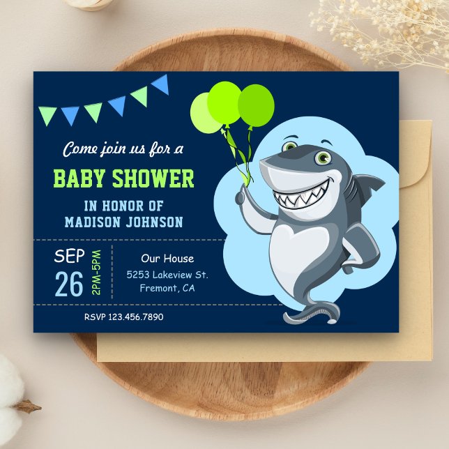 Cute Shark Baby Shower Invitation (Creator Uploaded)