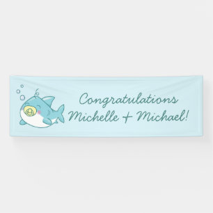 Cute Shark Baby Shower Kawaii Banner