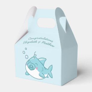 Cute Shark Baby Shower Kawaii Blue Boy Favour Box