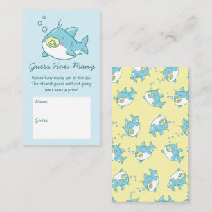 Cute Shark Baby Shower Kawaii Guess How Many Enclosure Card