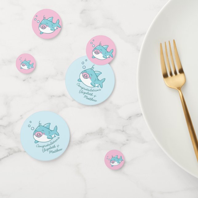 Cute Shark Baby Shower Kawaii Pink Girl Confetti (Group)