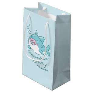 Cute Shark Baby Shower Kawaii Pink Girl Small Gift Bag