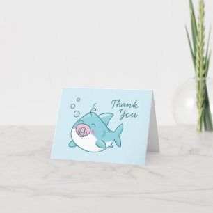 Cute Shark Baby Shower Kawaii Pink Girl Thank You