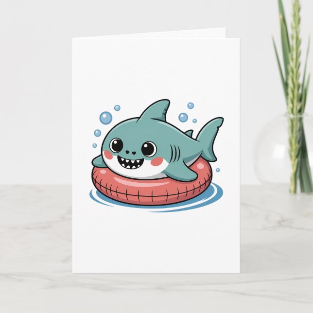 Cute Shark Baby With Float | Kids Card (Front)