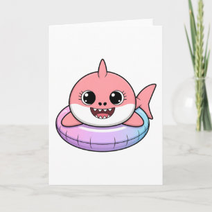 Cute Shark Baby With Float   Kids Card