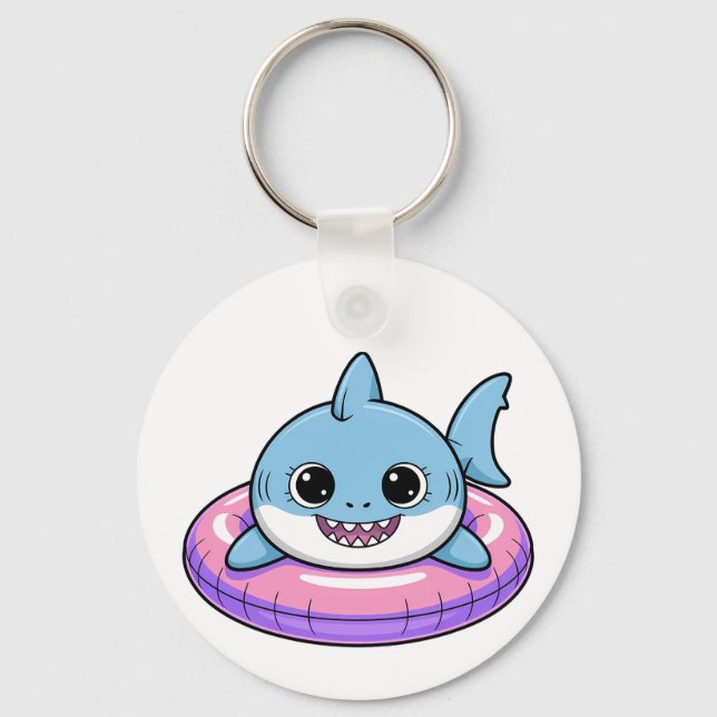 Cute Shark Baby With Float | Kids Key Ring (Front)