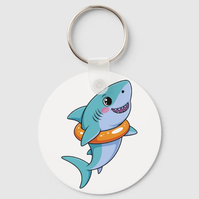 Cute Shark Baby With Float | Kids Key Ring (Front)