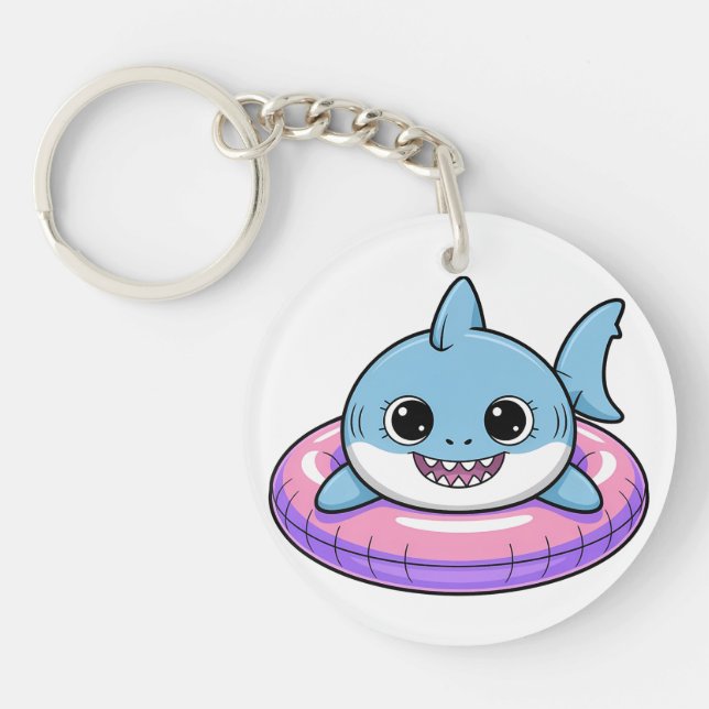 Cute Shark Baby With Float | Kids Key Ring (Front)