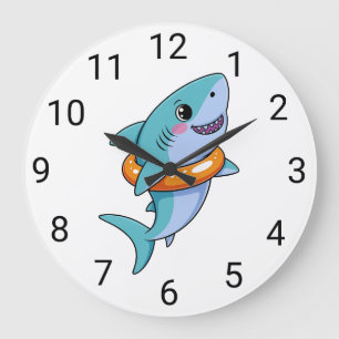 Cute Shark Baby With Float   Kids Large Clock