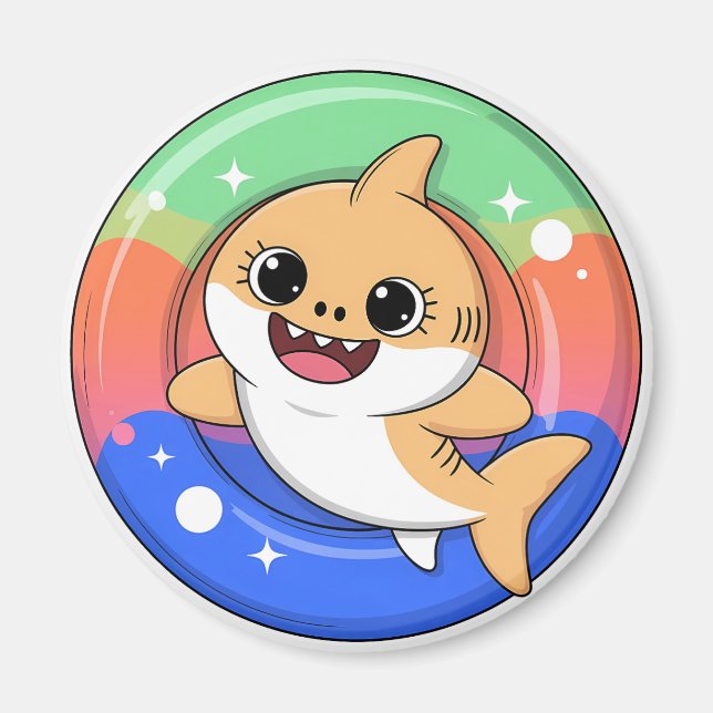 Cute Shark Baby With Float | Kids Magnet (Front)