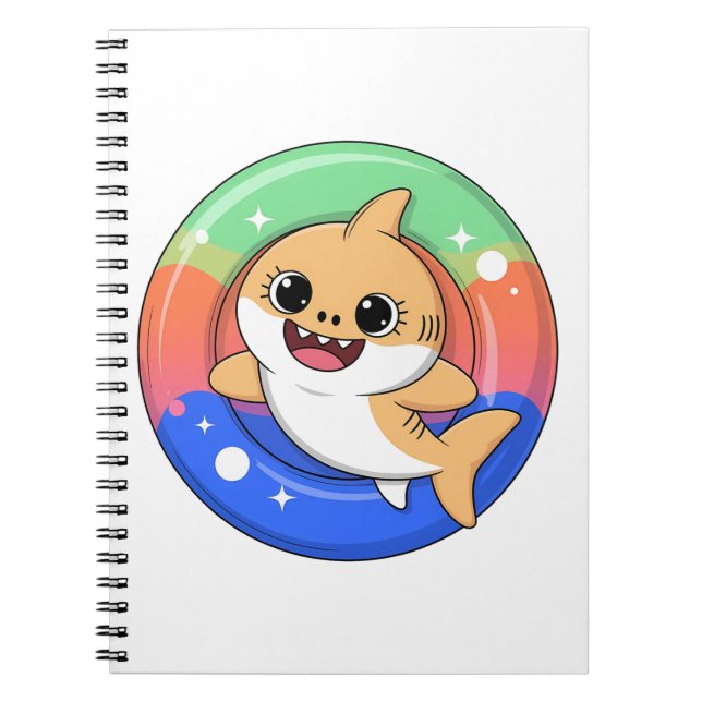Cute Shark Baby With Float | Kids Notebook (Front)
