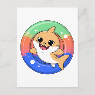 Cute Shark Baby With Float Kids Postcard