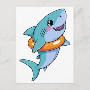 Cute Shark Baby With Float   Kids Postcard