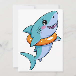 Cute Shark Baby With Float   Kids Thank You Card