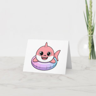 Cute Shark Baby With Float   Kids Thank You Card