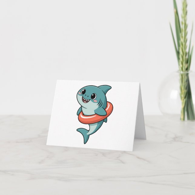 Cute Shark Baby With Float | Kids Thank You Card (Front)